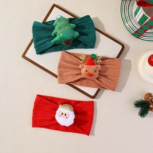 Offre Spéciale noël nouveau-né Jacquard haut noeud enfants mode cheveux accessoires bébé doux élastique bandeau filles quotidien mignon <span class=keywords><strong>Turban</strong></span> - Product Image 2