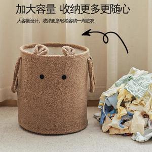 Seau de rangement en coton rond de grande capacité, organisateur de jouets pour enfants avec poignée, pour le rangement des vêtements dans le salon et la chambre à coucher - Product Image 3