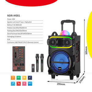 Sistema de Sonido Portátil Inalámbrico <span class=keywords><strong>para</strong></span> Fiestas NDR M081 M121, Altavoz con Trolley <span class=keywords><strong>para</strong></span> Karaoke de 12 Pulgadas, Alta Fidelidad, <span class=keywords><strong>para</strong></span> Exteriores, con 2 Micrófonos, Bluetooth, <span class=keywords><strong>para</strong></span> el Hogar - Product Image 4
