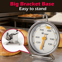 Termometer Oven Dial Besar Tanpa Baterai, Pengukur Suhu Oven Bahan Stainless Steel dengan Gantungan dan Penyangga untuk Memanggang & Memasak