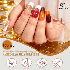 Vernis à ongles gel en verre ambré 8 couleurs certifié MSDS, teintes riches et saturées, effet <span class=keywords><strong>de</strong></span> couche transparente et modulable - Product Image 3