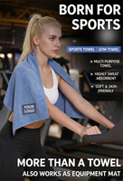 Serviette de sport en microfibre double usage, serviette absorbante pour la gym, couverture de tapis de machine, logo personnalisé OEM, accessoires de fitness doux et légers