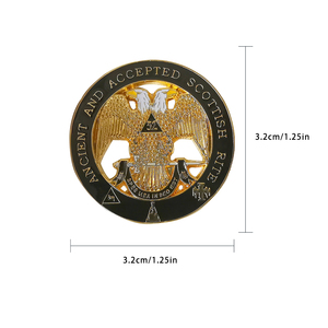 Vergulde vrijmetselaars-reversspeld BLM26 |   3,2 cm dubbelkoppige adelaar vrijmetselaarsbadge |   Premium zakelijke & broederlijke accessoires - Product Image 2