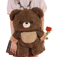 Sac à dos en peluche ours C009, sac multifonctionnel, sac à main animal de dessin animé, cadeaux pour filles, femmes, vente en gros, sacs en peluche ours brun pour filles