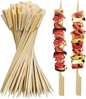 Brochettes plates jetables en bambou écologiques, portables et pratiques, avec logo personnalisable, bâtonnets de barbecue de haute qualité