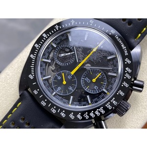 Meilleure version BLS 44 mm, cadran squelette noir de 15 mm d'épaisseur, aiguilles jaunes, bracelet en cuir noir A3869 - Product Image 6