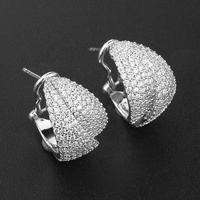 U.S.A Bijoux Dames Mode Boucles D'oreilles De Luxe Feuille 18k Plaqué Or Cz Micro Pavé Plein Diamant Zircon Femmes 925 Boucle D'oreille En Argent