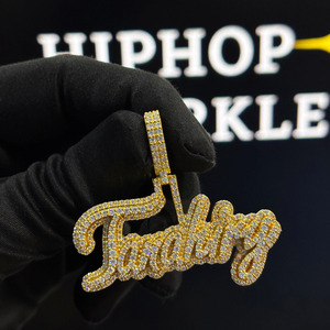 Fashion Tanahiry <b>Name</b> Pendant 2 Inch Gold Plated Iced Out Moissanite Hip Hop <b>Necklace</b> Charm for Men Women Streetwear - Product Image 6
