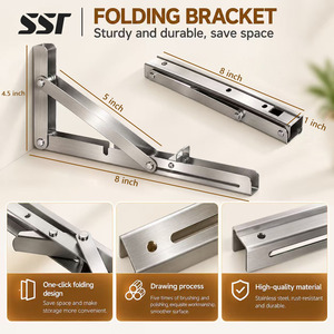 SSR vente en gros matériel de meubles personnalisé flottant en acier inoxydable L support d'angle montage étagère pliante supports muraux - Product Image 5