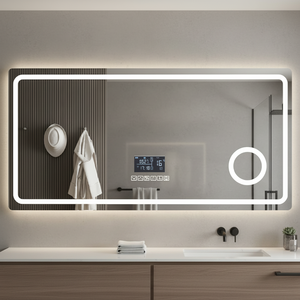 <span class=keywords><strong>Specchio</strong></span> da <span class=keywords><strong>Bagno</strong></span> LED Rettangolare Stile Europeo <span class=keywords><strong>con</strong></span> <span class=keywords><strong>Cornice</strong></span> Dorata e Funzione Bluetooth - Product Image 5