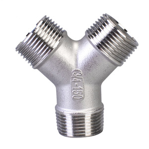 ข้อต่อเหล็กสแตนเลส 304 แบบตัว Y 3 ทาง เกลียวนอก มุม 45 องศา - Product Image 1