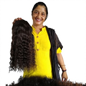 Extensions de cheveux humains indiens vierges Remy bruts, double trame machine, cuticules alignées, lots de 100g, pour pose par fusion/tissage/clip-in - Product Image 1