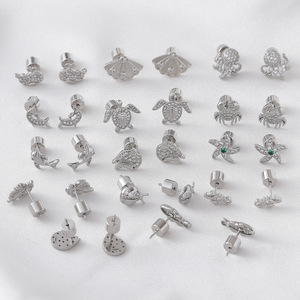 Pendientes de tuerca de moda de estilo coreano simples y frescos para primavera/verano circón-<span class=keywords><strong>incidentalmente</strong></span> tortuga ballena Concha oreja hueso tachuelas - Product Image 1