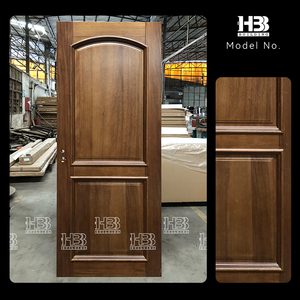 Pintu Kamar Tidur Interior Kayu Solid 2 Panel Desain Tradisional Lengkung Atas Anti Air dari Kayu Walnut Hitam Amerika untuk Rumah - Product Image 2