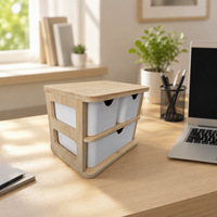Organisateur de bureau de maquillage en bois de bambou durable de luxe moderne boîtes à tiroirs de rangement cosmétiques en bois étui pour filles soins de beauté