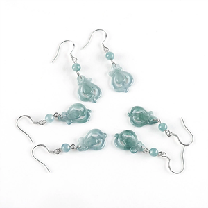 High-end natural jade blue water hollowed-out orchid-shaped earrings made of S925 <b>silver</b> and ice-grade jade for women - Product Image 3