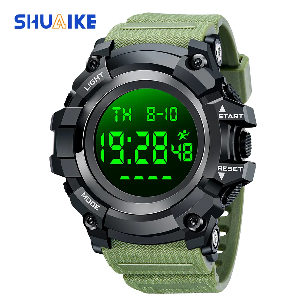 Wholesale Price Hot Selling Shuaike 925 Black Green Camouflage Sport Digital Wrist Watch For Men