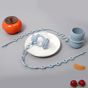 Karikatür bebek kaşık ve çatal emzik ile yeni emme bebek yengeç plakaları ve çanaklar silikon besleyici seti çocuklar için yemek - Product Image 4