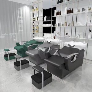Sillón de Barbería Semi Reclinable con Lavabo de Cerámica y Reposapiés - Product Image 2