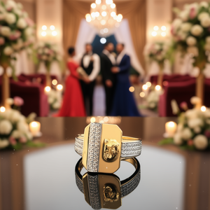 Bague de cocktail en or massif 18 carats pour homme Rp Gold, bijoux de luxe pour les événements de mariage - Product Image 2