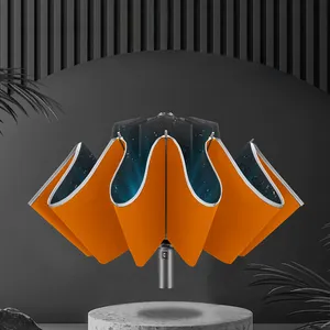 Übergroße Auto Open Close Folding Golfs chirm Travel Große kompakte umgekehrte umgekehrte Regenschirme mit Logo-Drucken