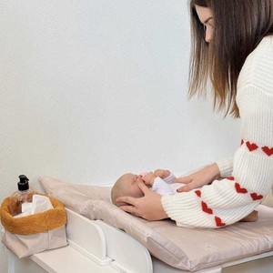 Housse de matelas à langer pour bébé en éponge compressée sur mesure, tissu en crêpe de coton pur, respirant, doux, pour nouveau-né - Product Image 2