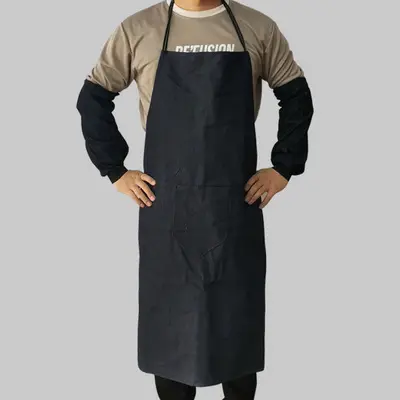 Ds936 avental de limpeza de cozinha, logotipo personalizado, limpeza de cozinha, avental em denim, resistente à água, de algodão, preto