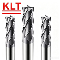 Fraise à queue carrée KLT D4mm en carbure monobloc à 4 dents, outil de fraisage CNC pour Inconel HRC 55, revêtement TiAlN