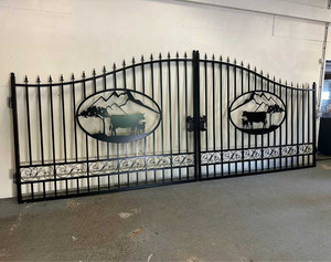 Marché australien personnalisé Porte d'entrée battante en acier Vache 20 pieds Porte de jardin en fer forgé moderne Porte coulissante extérieure - Product Image 3