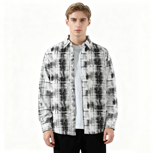 Chemise à <span class=keywords><strong>carreaux</strong></span> pour <span class=keywords><strong>homme</strong></span> 100% coton à manches longues Chemise décontractée respirante Coupe ample Blouse pour streetwear Vente en gros/OEM acceptée - Product Image 1