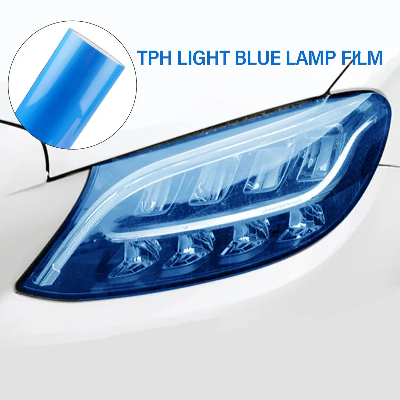 ฟิล์มสีฟ้าอ่อน TPH สำหรับไฟหน้ารถยนต์,ฟิล์มสีป้องกันไฟจากการซ่อมด้วยตัวเองฟิล์ม PPF สำหรับรถยนต์