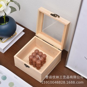 Caja de madera cuadrada con flores preservadas, de pino, con cierre, para regalos, manualidades, con tapa acrílica, para recuerdos de boda, regalos para damas de honor, dulces - Product Image 4