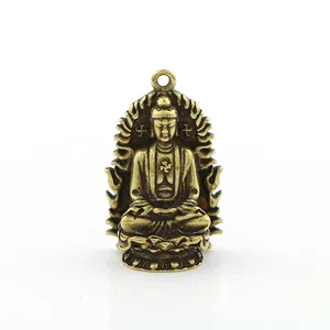 Factory direct CA496 antique collection craft gift back Buddha lamp small Buddha statue copper ornaments pendant