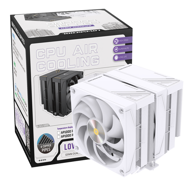 Lovingcool CPU Air Cooler Dual Tower 6 Copper Heat Pipes with Dual 120mm Fan PWM 71CFM for Intel 115x/1200/1700/2011 AM4 AM5