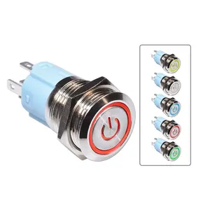 manufacturer 16mm waterproof self-reset led illuminated metal push button switches
