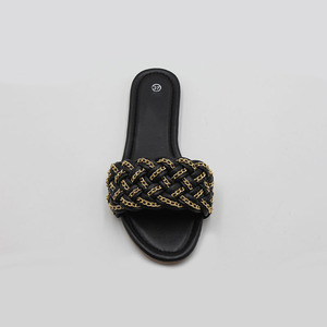 Chaussures pour femmes pantoufles chaîne dorée métallique pour femmes sandales plates d'extérieur pour la plage sandales souples confortables pour femmes et dames - Product Image 5