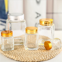 Factory Direct Sale Big Mouth Square Honey Sealed tank Glass Jam Jars With Metal Seal Lid