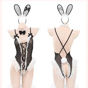 Miss Rabbit Sexy Bunny Lingerie Open Crotch <b>Lace</b> Bodysuit Women Role Play Costume - Product Image 5
