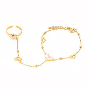 New Internet Popular Women's Trendy Ring One-piece Jewelry Iron Wrist Chain Natural Stone Heart <b>Bracelet</b> Factory Wholesale - Product Image 5