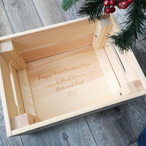 Cajas de regalo de Nochebuena personalizadas Artesanía de madera Cajas de regalo de madera elegantes y letreros de pared para regalos de vacaciones - Product Image 5