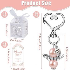 Ready to Ship 30 Sets Angel Keychain Favors Bulk Crystal Angel Wing Pendant Organza Bag Thank You Tag Funeral Memorial Gifts - Product Image 2
