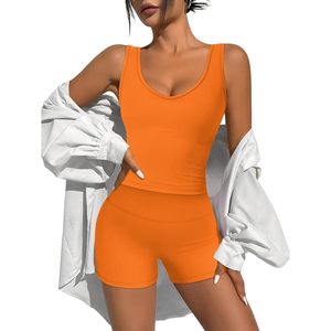 Conjunto Deportivo FOXA para Mujer, 2 Piezas, Top Corto y Pantalones Cortos de Cintura Alta, Ropa Deportiva para Gimnasio, Yoga, Transpirable, Spandex, Poliéster - Product Image 2