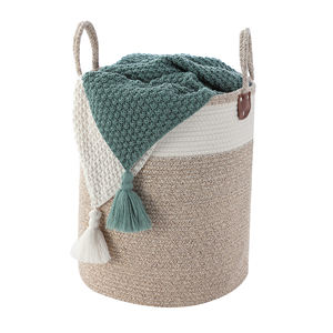 Grande <span class=keywords><strong>cesto</strong></span> di stoccaggio della biancheria ecologico con ferro di bambù in tessuto di vimini manici per l'organizzazione domestica e la conservazione dei vestiti - Product Image 4