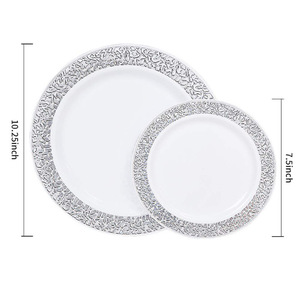 <span class=keywords><strong>Assiette</strong></span> jetable en plastique de 7 et 10,25 pouces, dorée rose, style occidental, avec bord creux noir Phnom Penh, pour usage hôtelier - Product Image 4
