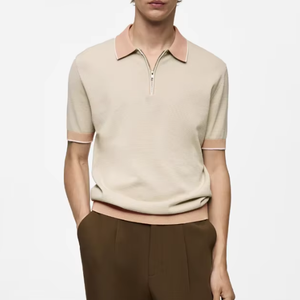 Camisas de Punto Personalizadas al por Mayor para <span class=keywords><strong>Hombre</strong></span> |   Polo de Lujo con Cierre de Cremallera, Corte Holgado, Bordado, Color Sólido, Gran Venta - Product Image 2