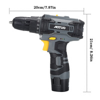 Kit de perceuse sans fil 12V sans balais, tournevis électrique à 2 vitesses avec 2 batteries et chargeur, ensemble d'accessoires de 24 pièces pour