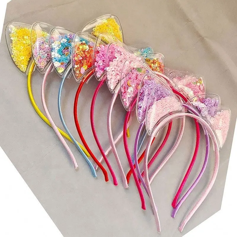 Fascia per capelli con orecchie di gatto carino per bambine e bambini coreani con corona di carta vetrata per capelli da principessa accessori per capelli per bambini in plastica CN;ZHE