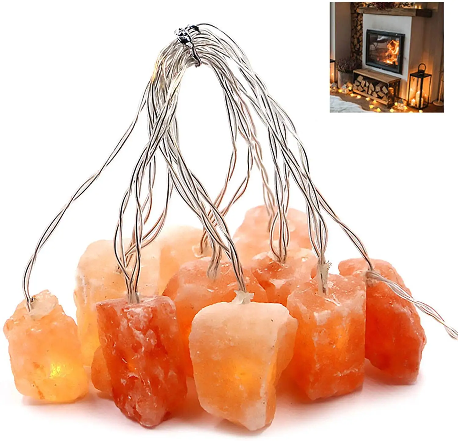 Natural Hand Carved Himalayan String Lamp for Office Release Negative Ions Fairy Lights Night String Light Himalayan Salt Lamp