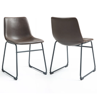 Chaises de salle à manger sans accoudoirs en cuir artificiel pour salon, modernes et élégantes. Whisky brun