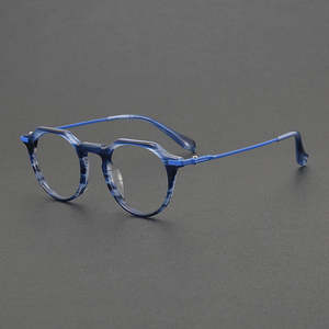 Оправа для очков 90009 в стиле ретро из ацетата и титана, высококачественное IP-покрытие, премиум-класс для мужчин и женщин, с линзами в стиле пэчворк - Product Image 5